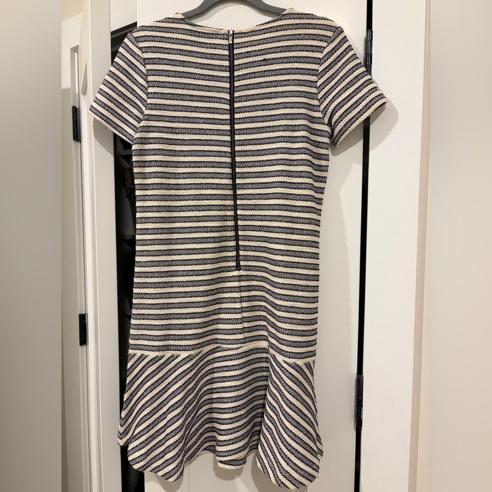 LOFT Navy and Cream Striped Mini Dress
